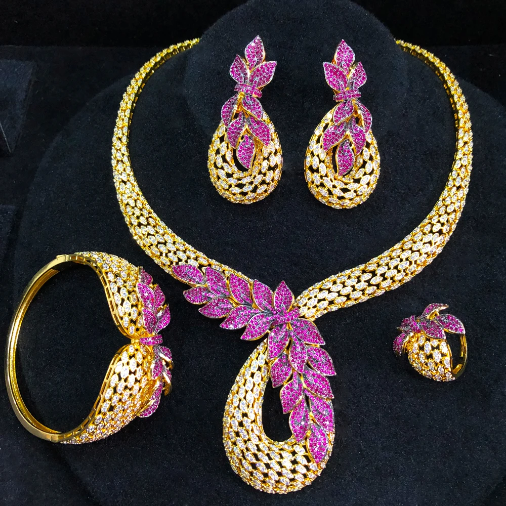 GODKI Luxury 4pcs African Jewelry Set for Women Cubic Zircon Jewellery Set Dubai Saudi Party Engagement Accessory Drop Shipping