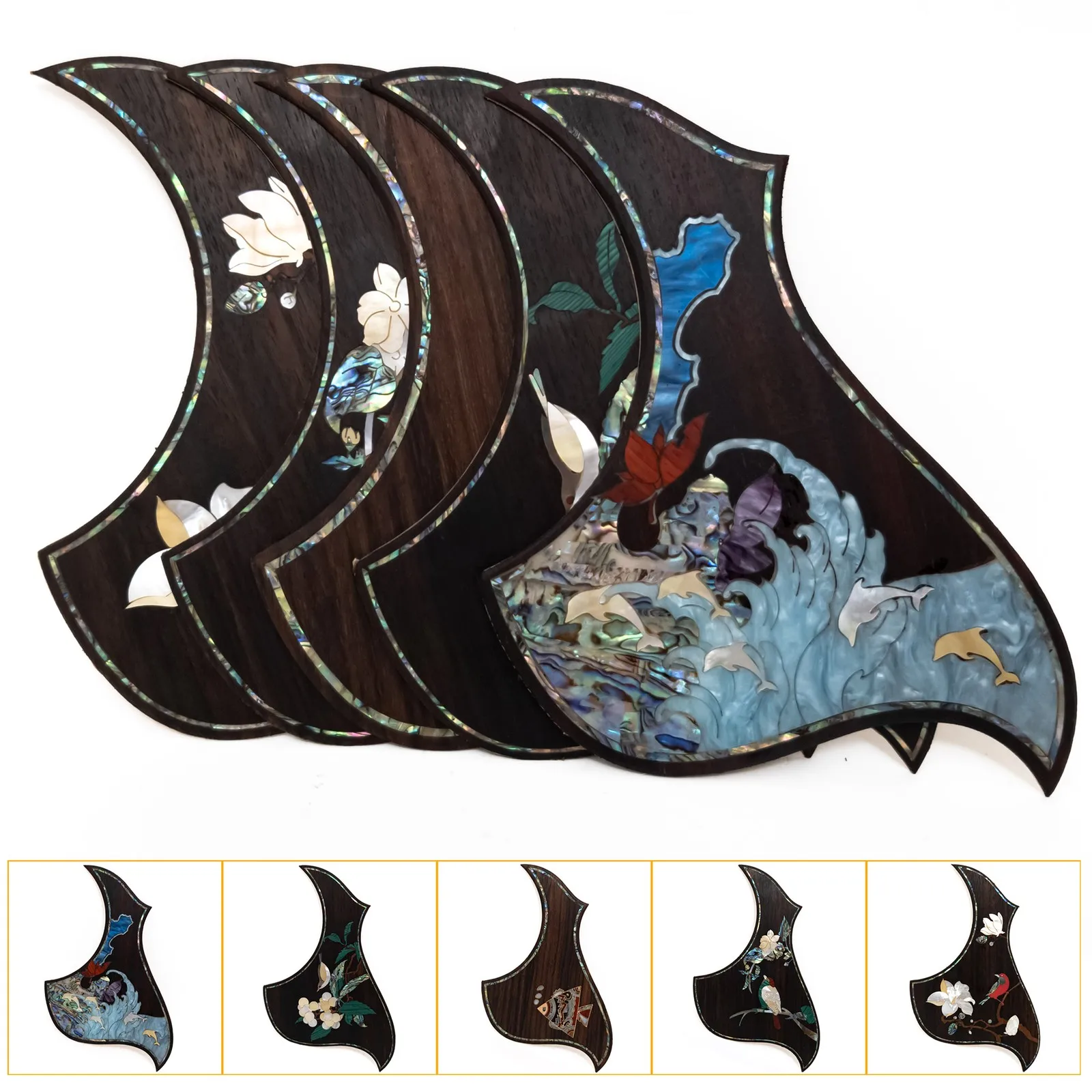 

Накладка для акустической гитары, инкрустация из палисандра и морского ушка для защиты от царапин гитар 38–42 дюйма