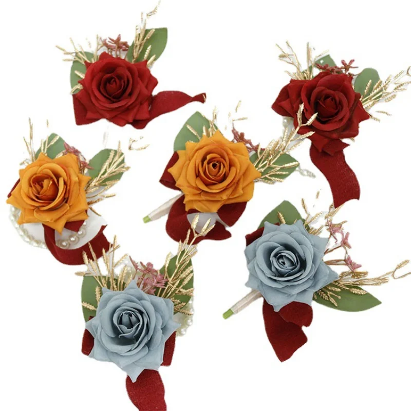 Nieuwe Rose Kunstmatige Bloemen Accesorios Para Boda Bruidsmeisje Wedding Boutonnières Huwelijk Bruidsjonkers Accessoires