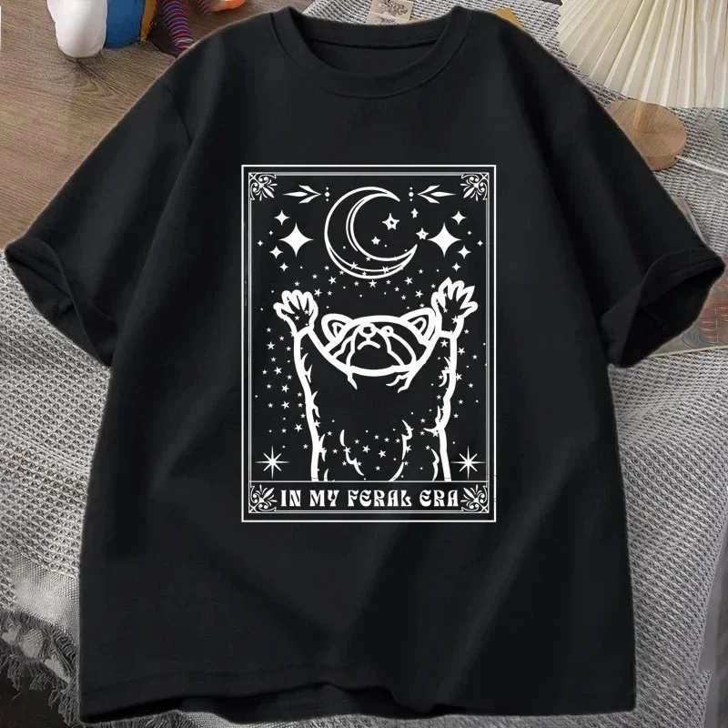 Camiseta My Wild Times Raccoon, camiseta de manga corta, ropa con estampado de Tarot místico para mujer, camisetas gráficas de verano, ropa de calle de verano