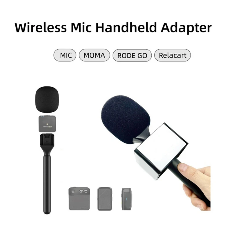 1Set intervista Mic Handle Adopter microfono adattatore portatile per Rode Wireless Go/Goii/DJI Mic/Relacart/Wireless Mic durevole