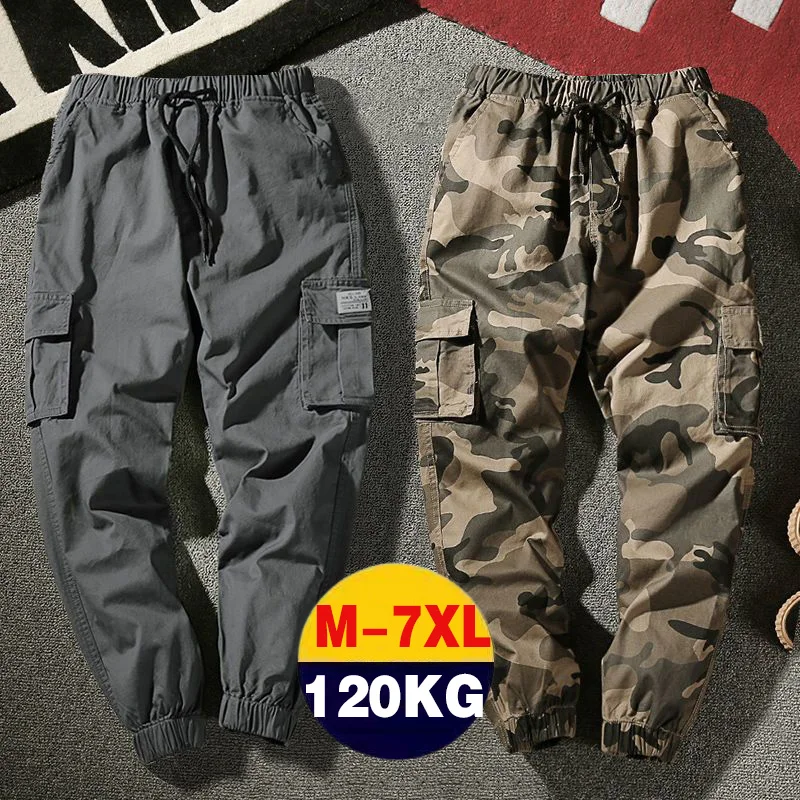 Joggers Camouflage Casual Cargo Pants Men Cotton Trousers Mens Clothes Streetwear Korean Hip Hop Harem Pants 7XL Male pantalones