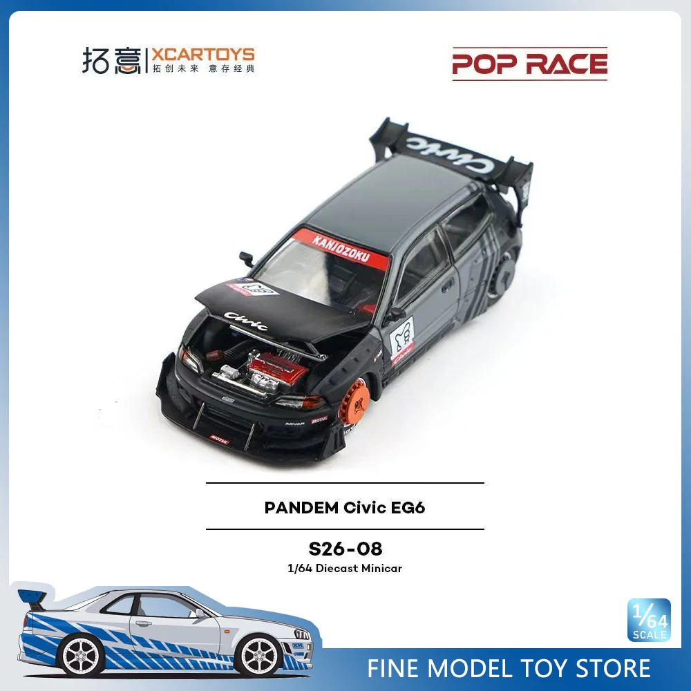POP RACE 1:64 PANDEM Civic EG6 Alloy Premium Diecast Car Model Vehicle Collectible