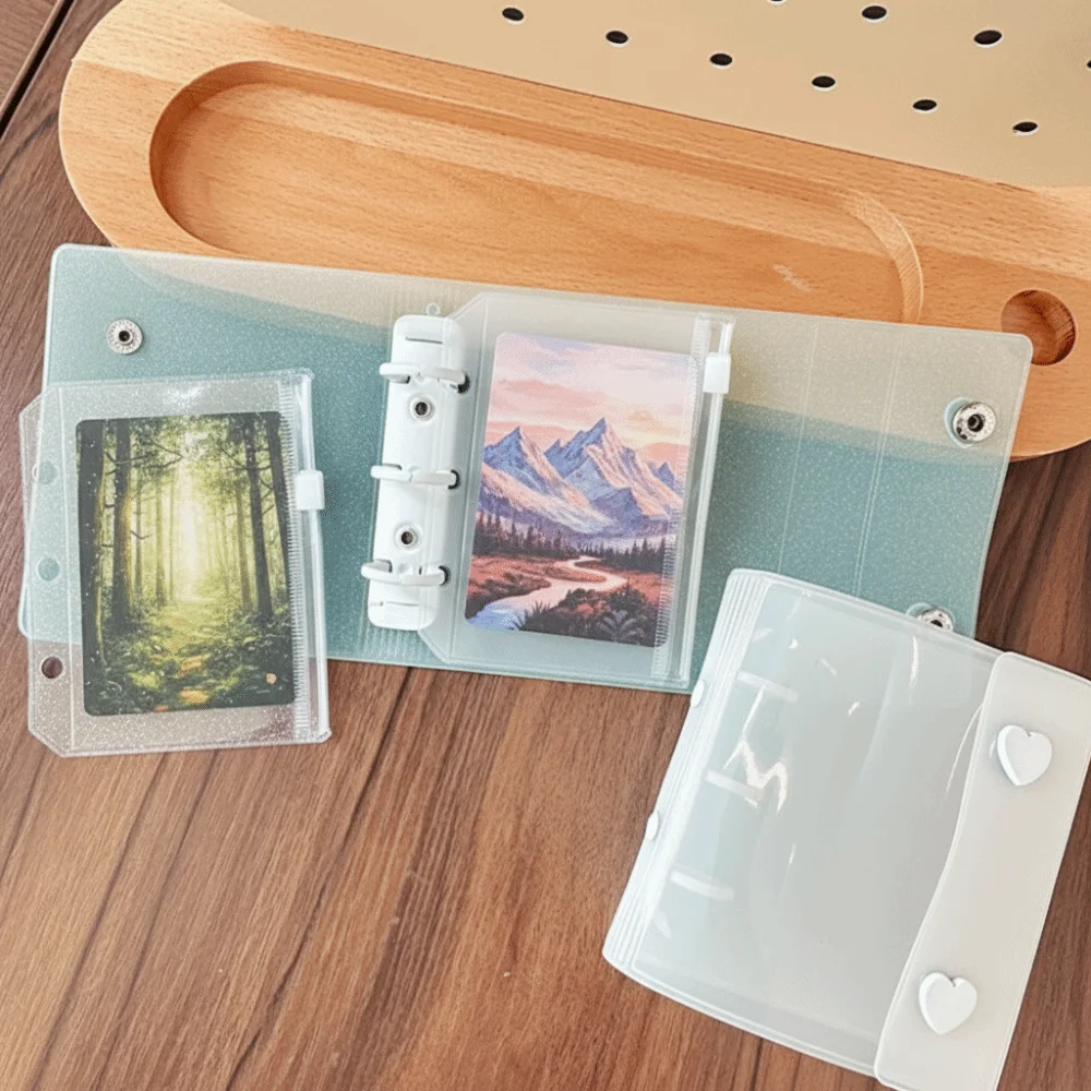 

Cute A8 Binder Photo Album Cover 3 Holes Waterproof Idol Card Collect Book PVC Clear Kpop Photocard Holder
