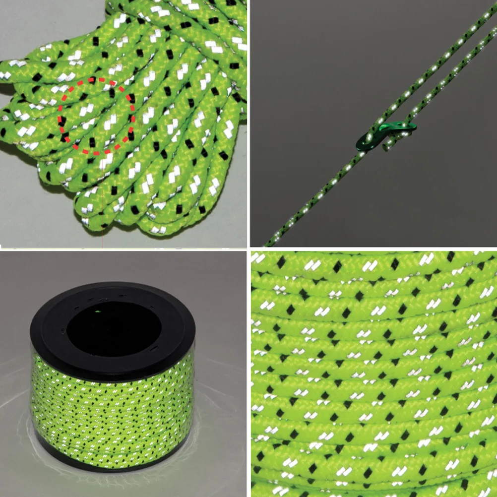

50m 4mm Reflective Guy Lines Tent Rope Outdoor Durable Flexible Camping Cord Tent Fix Rope Light Green Guy Lines