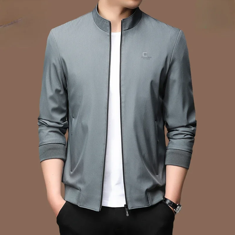 Men's Stand Collar Jacket Men Clothing Spring Autumn 2023 New Business Casual Coat for Men Loose Anti-wrinkle Coats Ropa Hombre