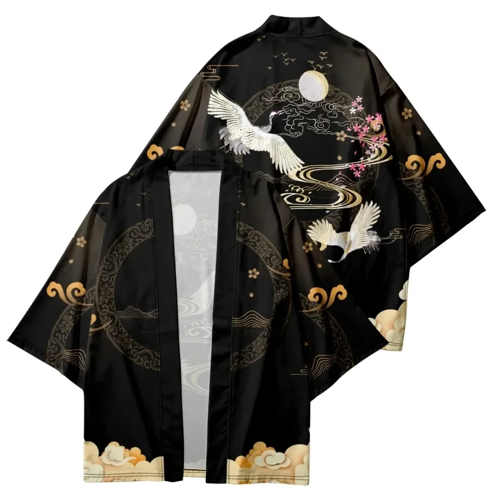 

Summer Kimono Men Fashion Samurai Short Sleeve Beach Shirt Women's Kimono Loose Cardigan Bathrobes Kimonos Japanese Clothing