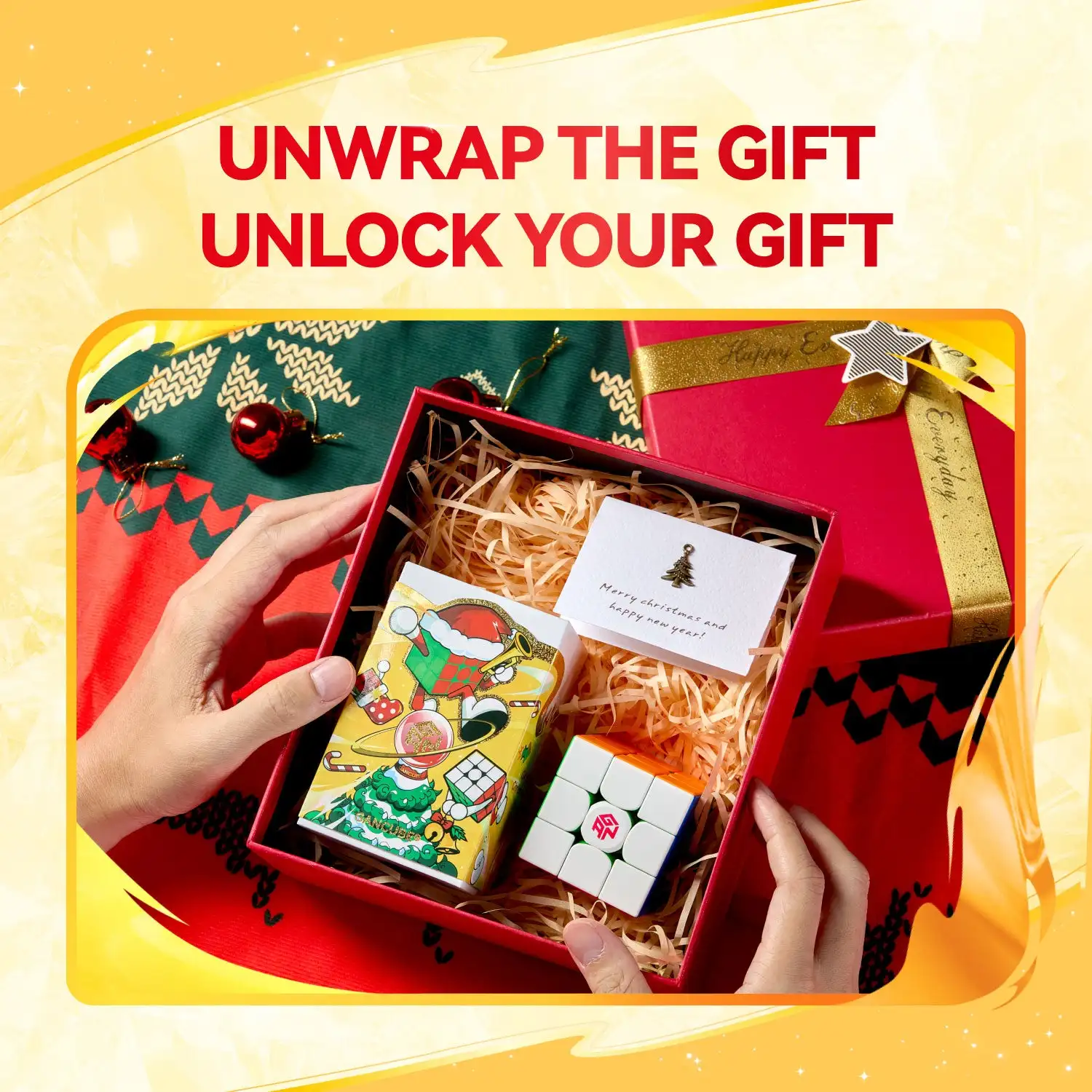 New GAN 356ME 2025 Christmas Edition Gan Cube 3x3 Magnetic Magic Speed Cube Stickerless Professional Kids Toys For Gifts