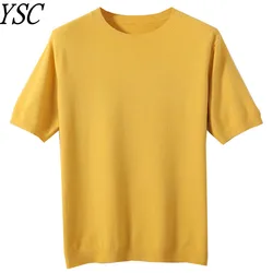 YSC 2023 Spring&summer style Men Blended knitting Sweater Round neck Short sleeve Soft Anti-pilling Cool and loose Pullover