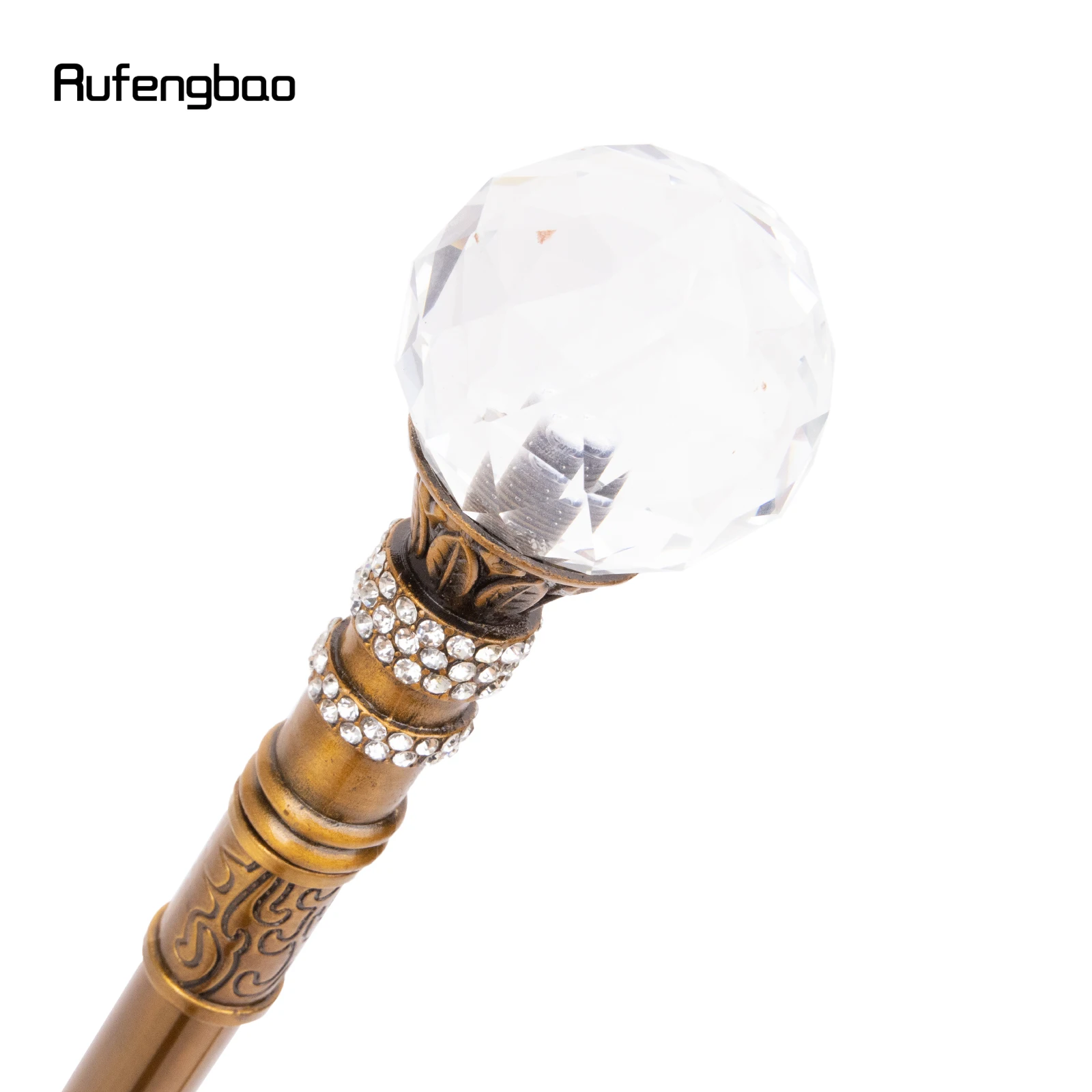 Transparent Resin Ball Coppery Walking Cane Fashion Decorative Walking Stick Gentleman Elegant Cosplay Cane Crosier 92.5cm