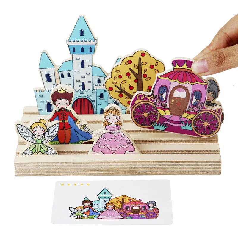 Wooden Montessori Kids Logical Thinking Game Shape Matching Toys 3D Puzzle Space Imagination Training Board Educational Toys