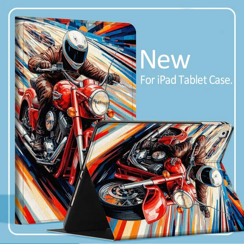 

Colorful Flame Motorcycle Art Tablet Case For iPad Pro Air Mini 1 2 3 4 5 6 7 7th 8th 9th 10th 10.2 9.7 10.5 10.9 11 2024 2025