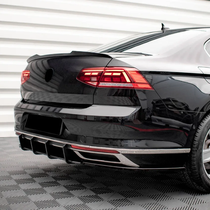 For Volkswagen Passat B8.5 2020-2023 Rear Diffuser Lip Spoiler Kit Gloss Black