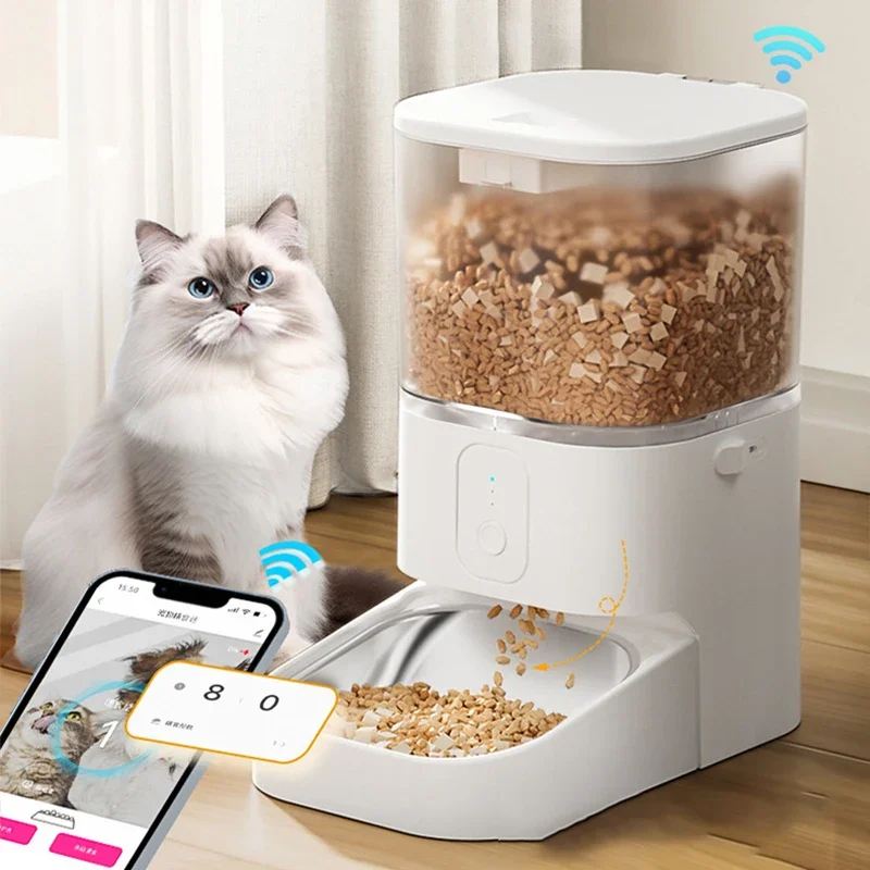 New 6L Automatic Pet Feeder with Smart WiFi Button for Cat and Dog Remote Control Dog Food Dispenser Pet Accessories