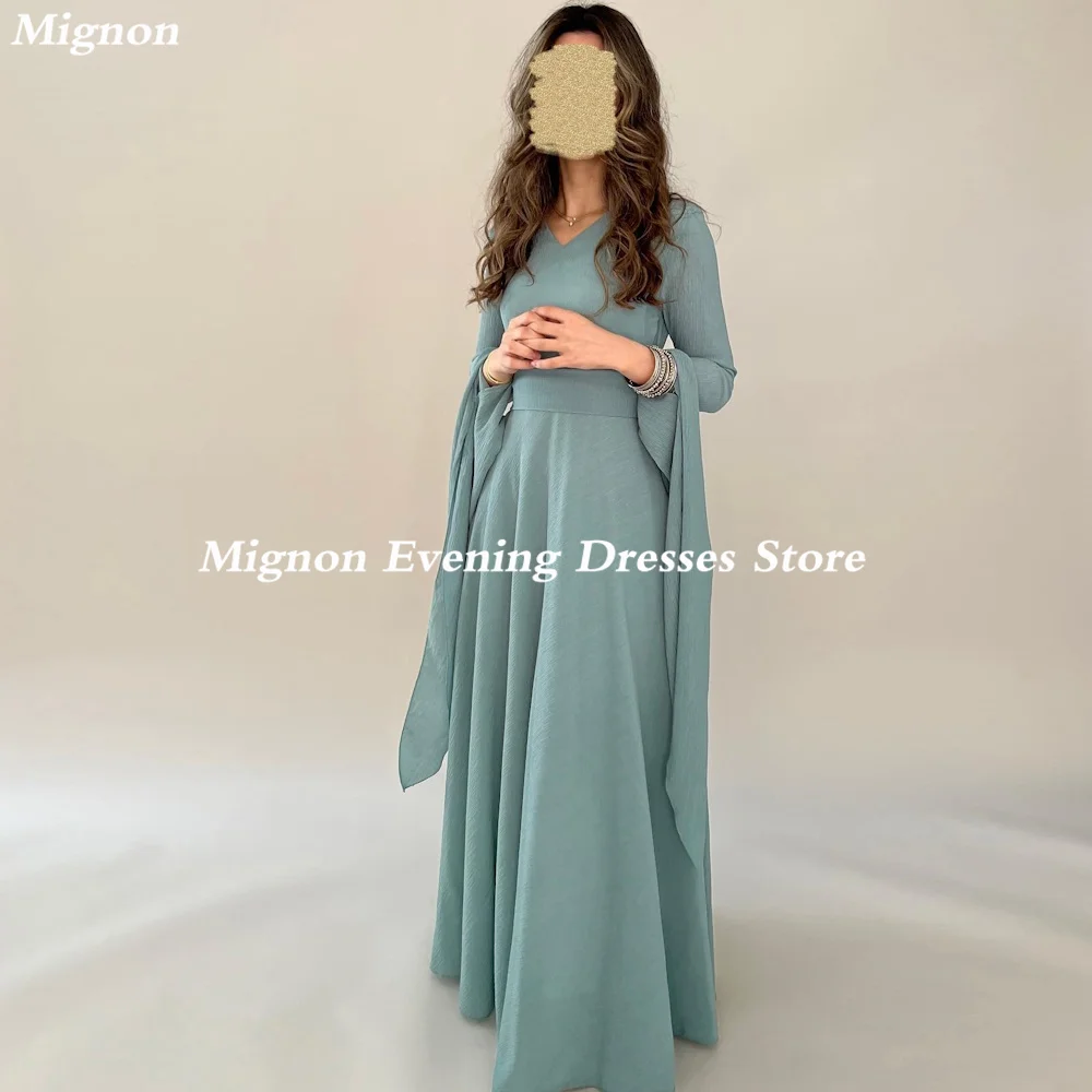 

Mignon Chiffon A-line V-neck Ruffle Formal Prom Gown Ankle Length luxury Evening Formal Elegant Party Dress for Women 2023