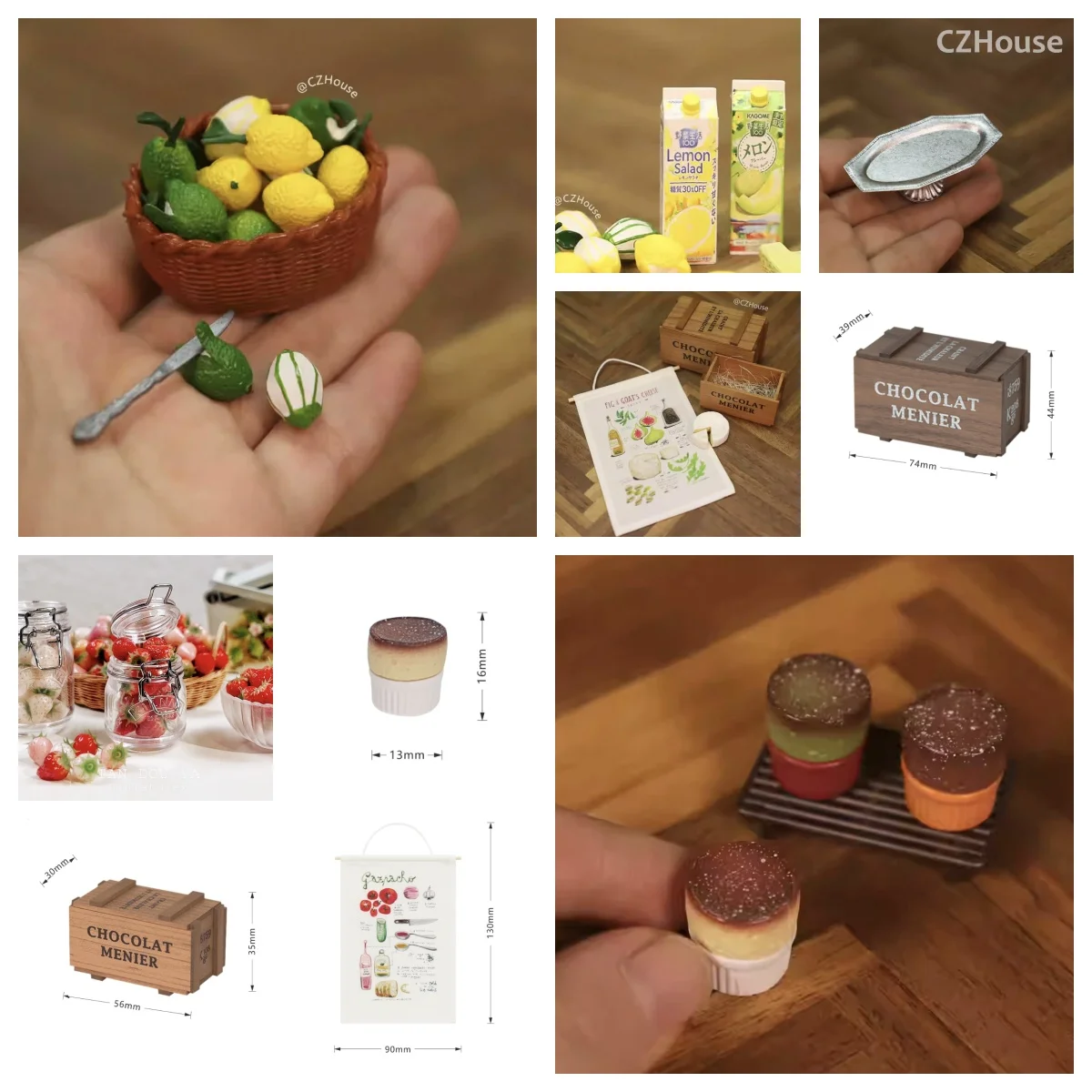 

Миниатюрный декор, аксессуары для кукольного домика, масштаб 1:6, винтажная гобеленовая тарелка с рецептами, деревянный ящик, модель суфленого торта из кованого железа