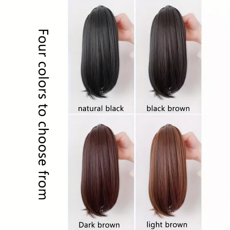 AOSIWIG الاصطناعية قصيرة مستقيم مخلب كليب في ذيل حصان الفتيات أسود براون ملحقات وهمية كاذبة هيربيسي للنساء اليومية Payty #3