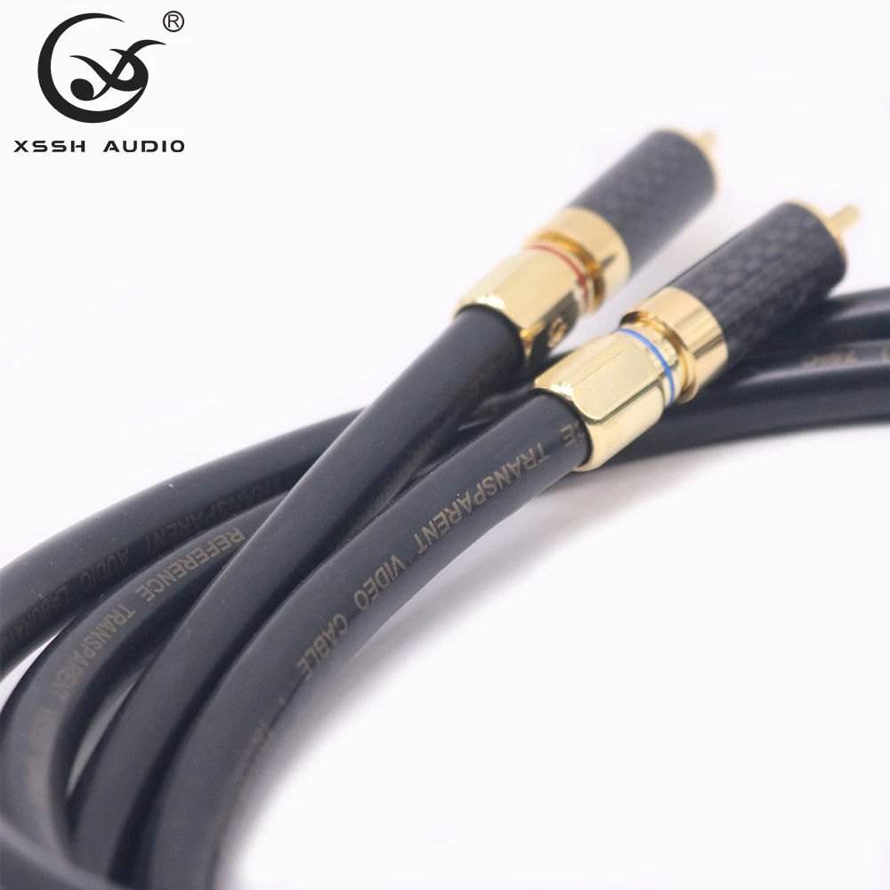 1 Pair 2RCA to 2RCA Hi-end HIFI YIVO DIY TRANSPARENT OCC Copper 1Core Shield  Audio 10.5m RF Coaxial Cord Cable Signal Line Wire