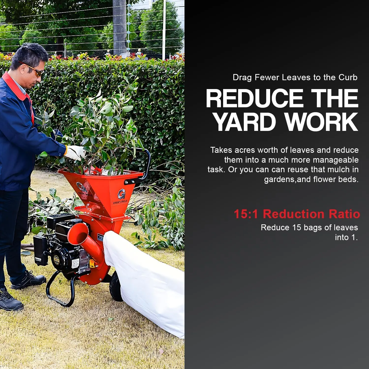 GreatCircleUSA آلة تقطيع الخشب من GreatCircleUSA، تعمل بالغاز شديدة التحمل 3 في 1، متعددة الوظائف، 3 بوصة، أقصى قدرة قطر الخشب EPA