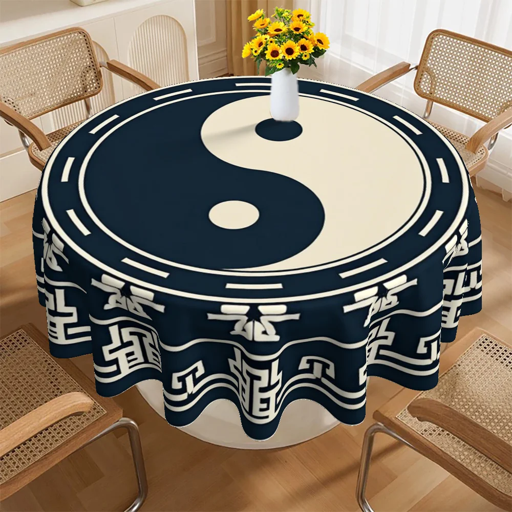 One tablecloth, with a Christmas theme and Asian-style Yin-Yang symbol print, suitable for family gatheringszyc