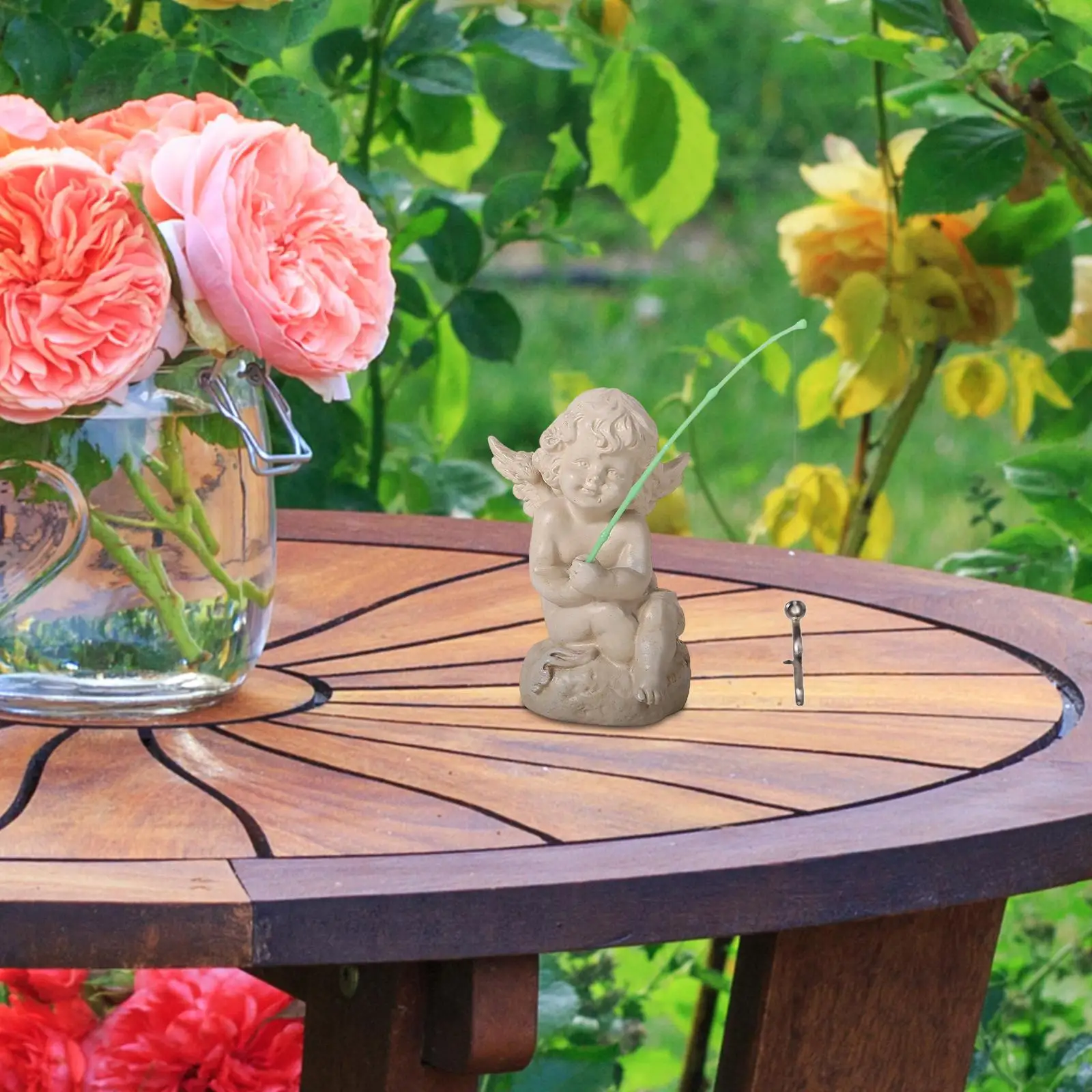 

Cupid Figurine Lawn Ornament Resin Decorative Cute Garden Statue Cherub