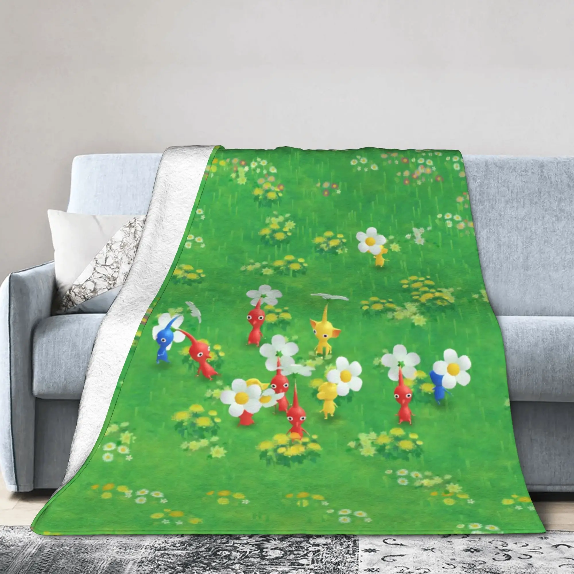 Pikmins Family Cute Fun Knitted Blanket Game Anime Plush Bedding Throw Blankets Bed Sofa Soft Warm Decoration Multi-function