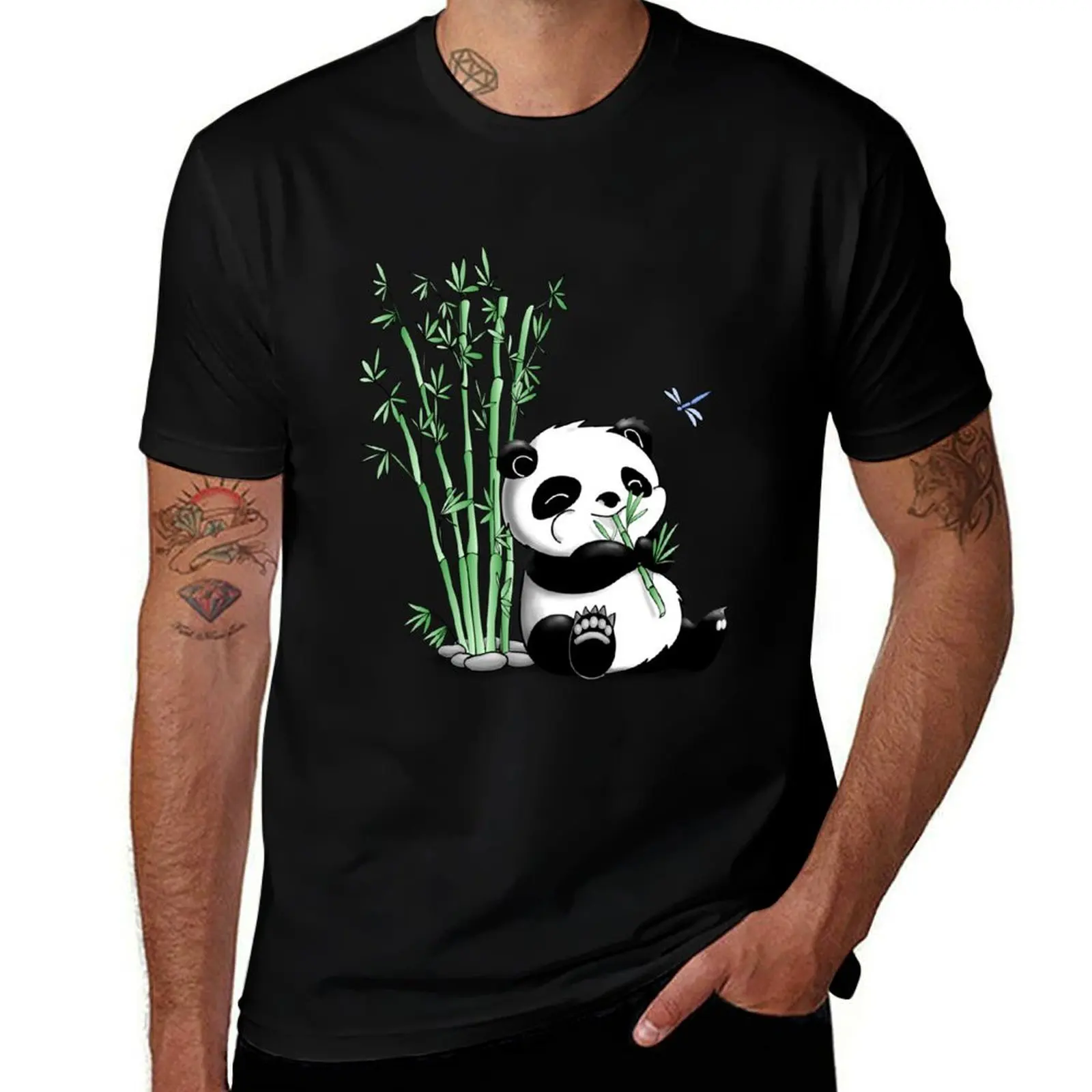 

Panda Eating Bamboo T-Shirt valentines boutique clothes oversized anime clothes mens designer clothes
