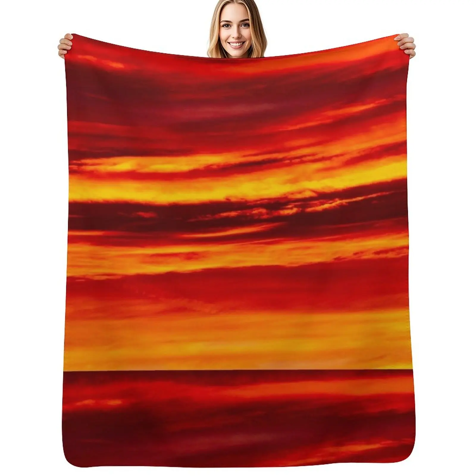 

Sunset orange texture Throw Blanket Cozy Sofa Blanket for TV Watching Napping