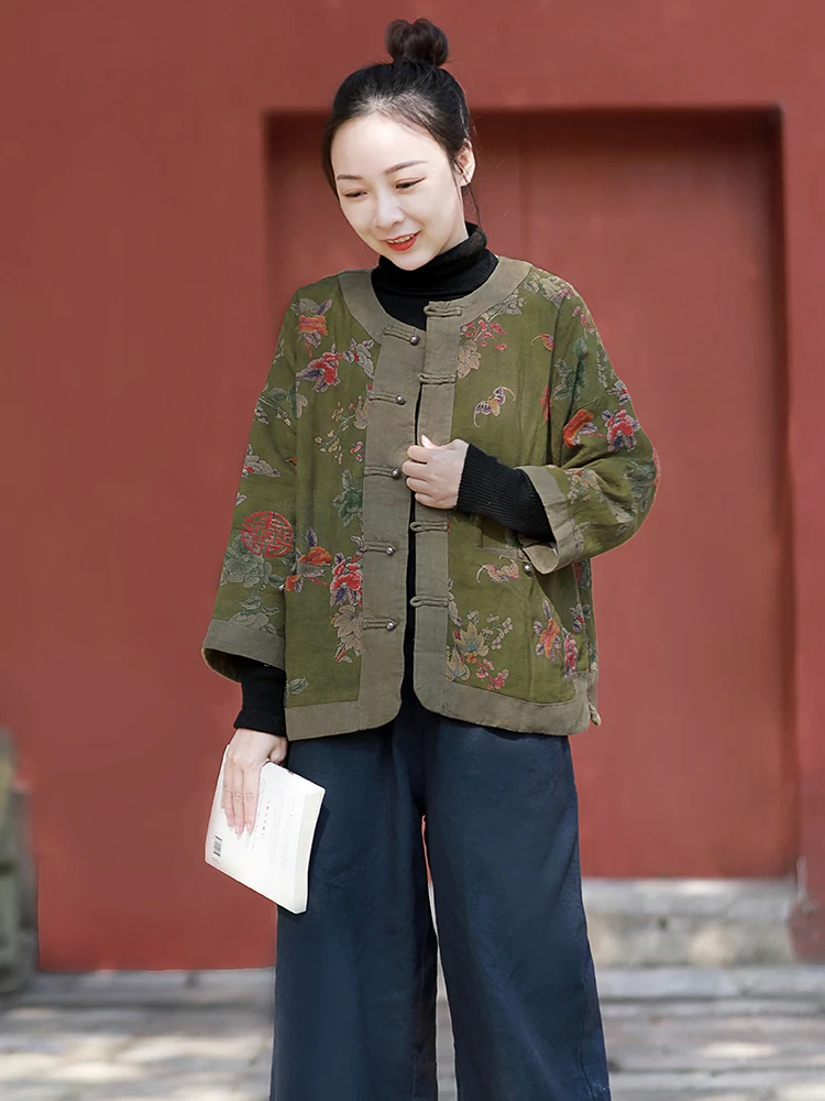 

Новая китайская винтажная тонкая хлопковая куртка с принтом, восьмикамерная хлопковая куртка, южная хлопковая куртка, женская верхняя одежда малого размера