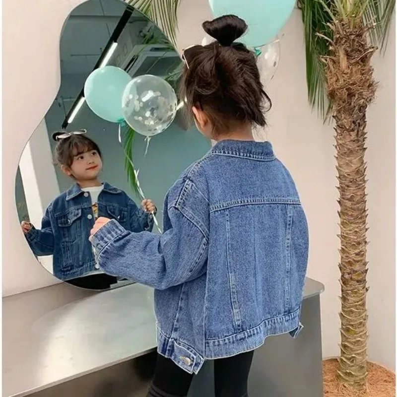 Girl Denim Jacket Spring and Autumn Children\'s Casual Jeans Clothes Little Girl Baby Denim Coat