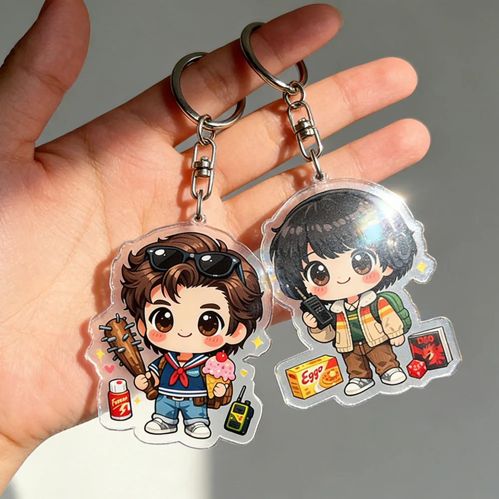 Llavero de Dibujos Animados Chibi de Mike y Steve Harrington para Accesorios, Joyería, Regalos para Fans y Amigos