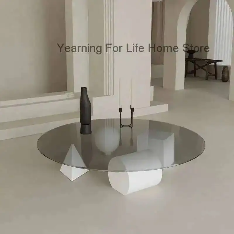 

Round Coffee Table Glass Minimalist Modern Transparent Clear Coffee Table Decoration Living Room Mesa Auxiliar Patio Furniture