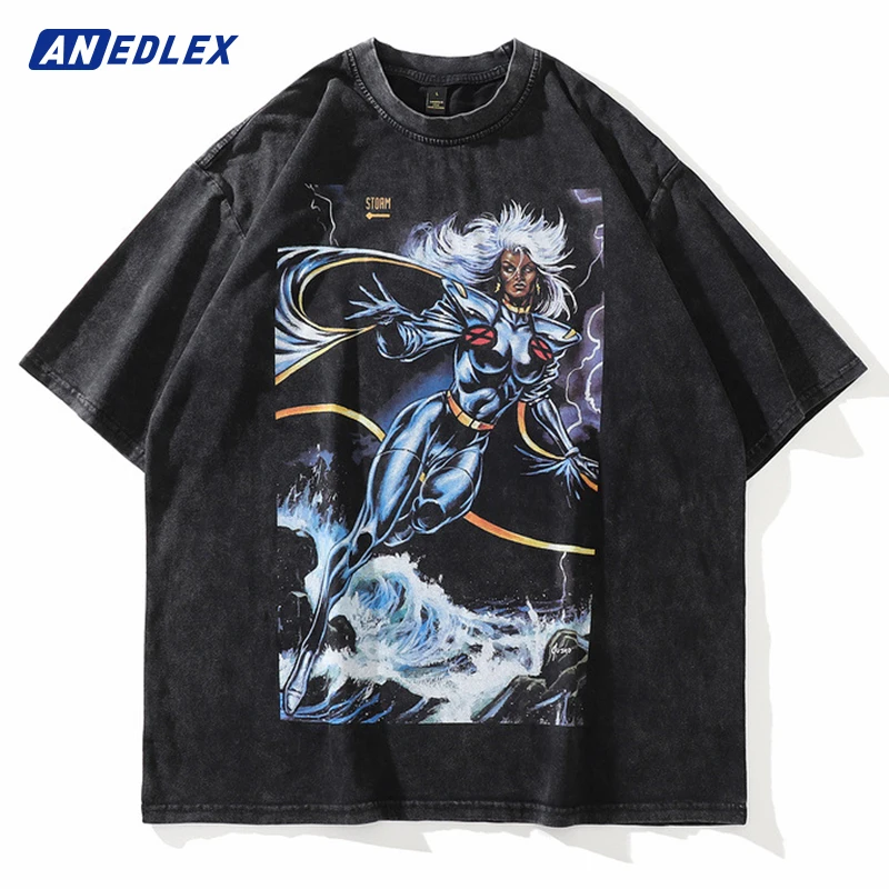 

Distressed Gothic T Shirt Streetwear Hip Hop Anime Evil Girl Print Punk Rock Tshirt Men Harajuku Summer Short Sleeve T-Shirt Top