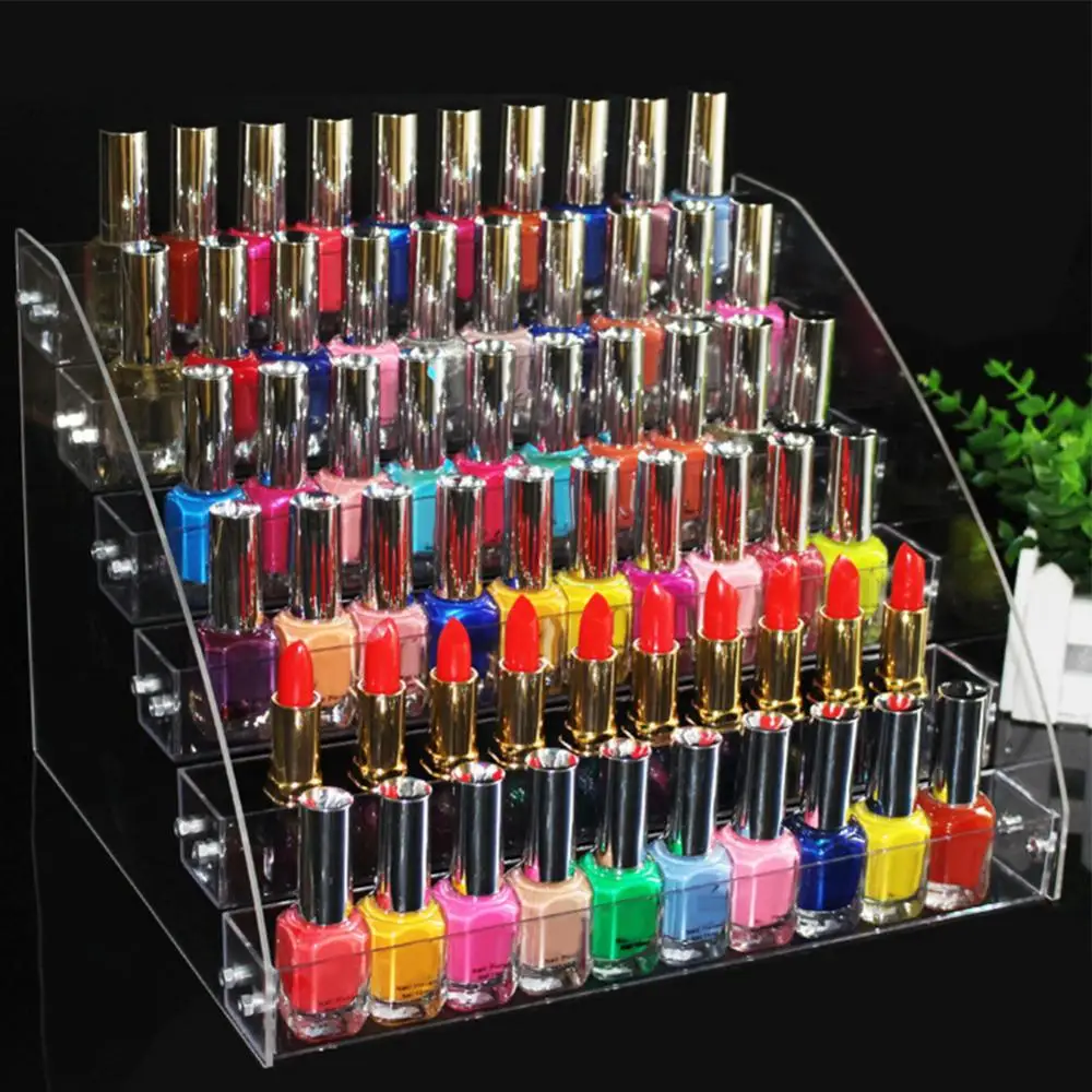 2/3/4/5/6/7 Nail Polish Display Rack Lipstick Display Holder Multi-layer Cosmetic Display Rack Jewelry Organizer Showing Shelf