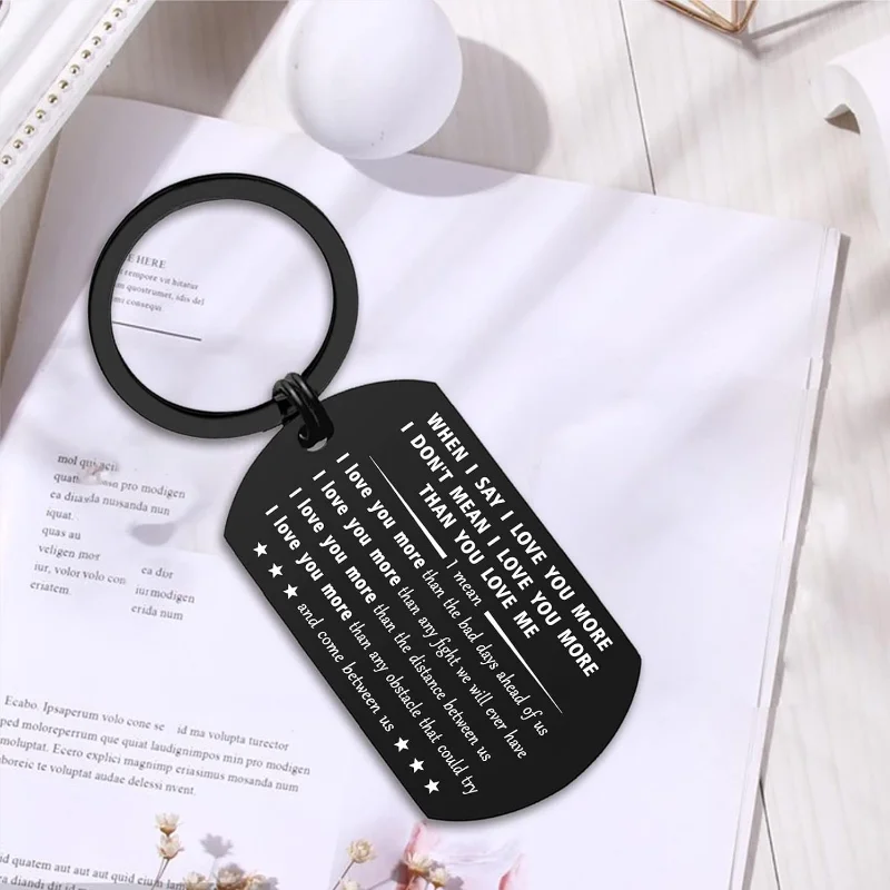 I Love You More Most Keychain - Anniversary Birthday Valentines Couple Lover Gifts for Him Her Husband Wife Boyfriend Girlfriend