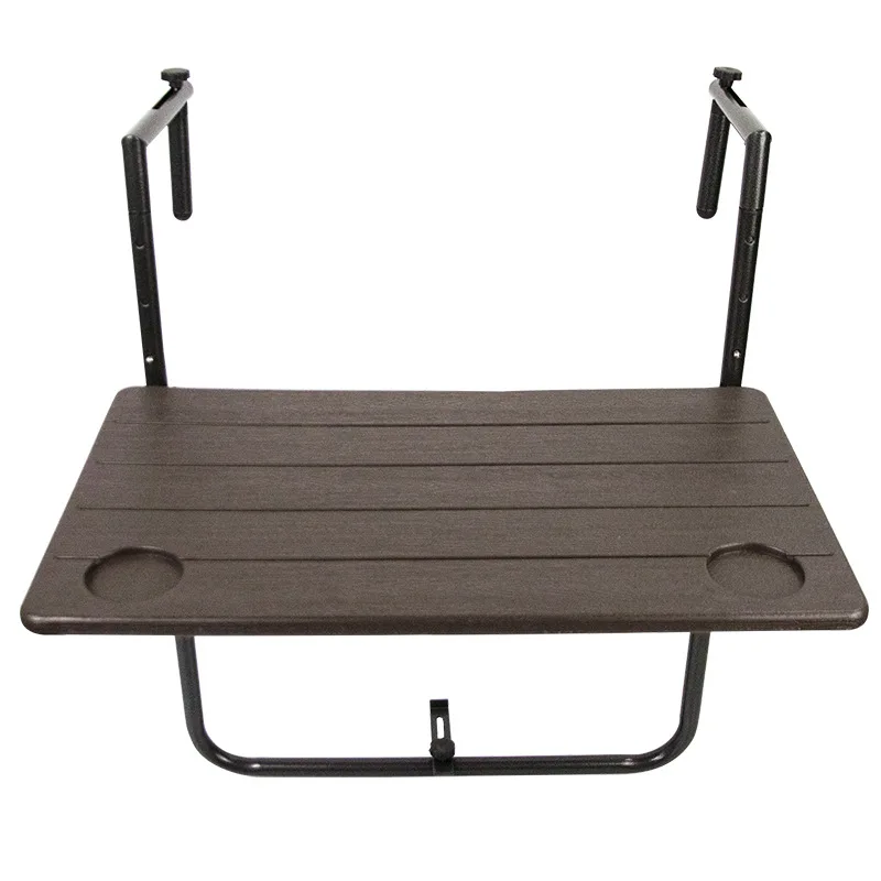 Wrought iron rust-proof sunscreen balcony railing hanging table folding  railing can lift plastic square  board