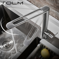 TOLM Brushed Nickel Kitchen Faucet Kitchen Sink Water Tap Single Handle Mixer Tap Sainless steel Kitchen Shower Faucet
