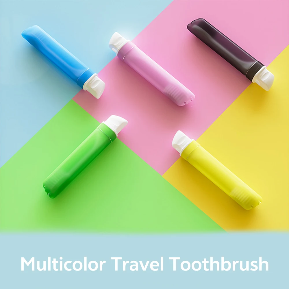 5pcs Portable Toothbrush For Travel Mini Tooth Brush Detachable Outdoor Camping Journey Save Space Adult Colorful Toothbrushes