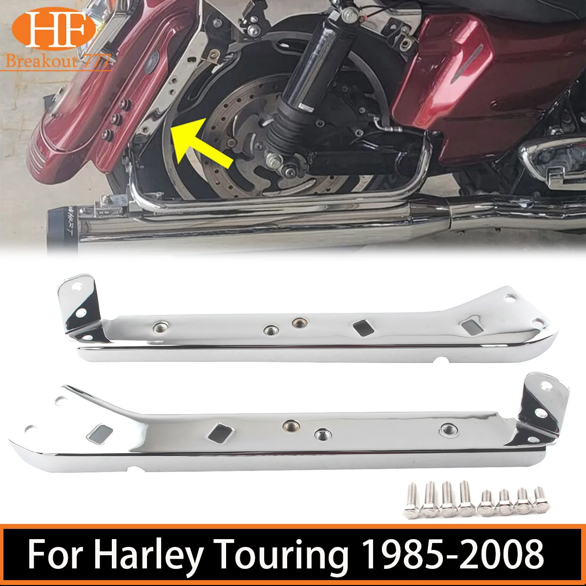 

Motorcycle Saddlebag Rails Guard Bar Bracket Rear Fender Mudguard Bracket For Harley Touring 1985-2008 Including Street Glide