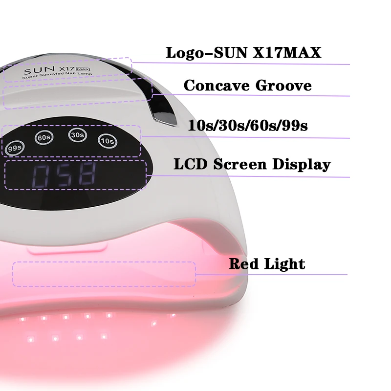 X17MAX UV LED مصباح للأظافر 72 المصابيح مسمار تجفيف مصباح سريع الجفاف جيل للأظافر مصباح البولندية مع شاشة LCD مصباح الاستشعار التلقائي للتقليم