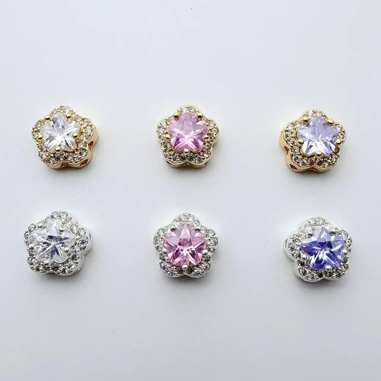 

5 шт., медные инкрустированные цирконом, цветочные звезды, отдельные бусины с несколькими отверстиями, ожерелье, браслет, аксессуары, материалы для изготовления ювелирных изделий своими руками