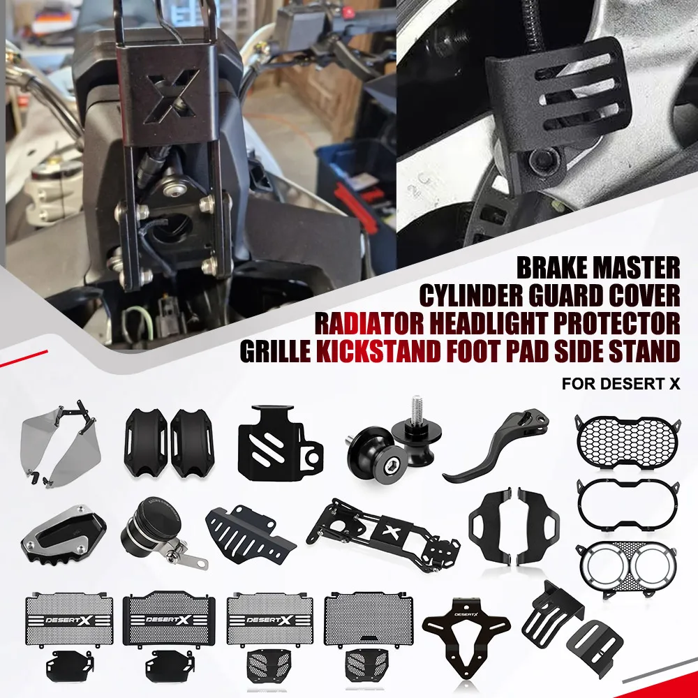 

For Ducati Desert X DesertX Brake Master Cylinder Guard Cover Radiator Headlight Protector Grille Kickstand Foot Pad Side Stand