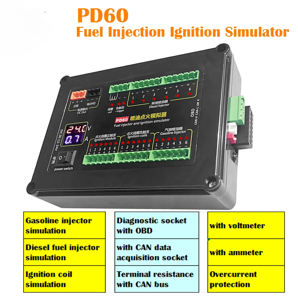 

PD60 Fuel Injection Ignition Simulator Vehicle Computer Inspection Tester for Ignition Coil of Diesel Fuel Injector