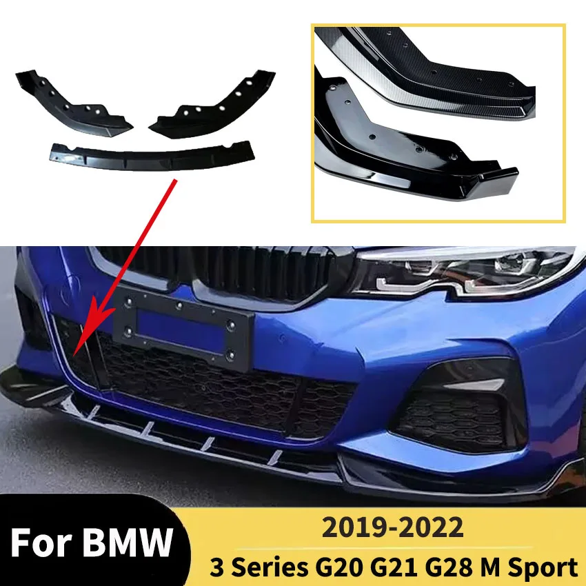 

For BMW 3 Series G20 G21 G28 M Sport 2019 2020 2021 2022 Front Bumper Lip Spoiler Car Exterior Diffuser Cover Body Kits Tuning