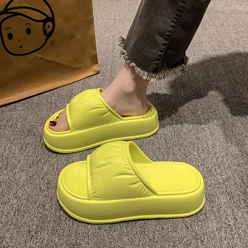 Slippers For Women Outdoors In Summer Indoor Home Non Slip Thick Sole Bathroom, Flat Heel, Soft Sole, Breathable