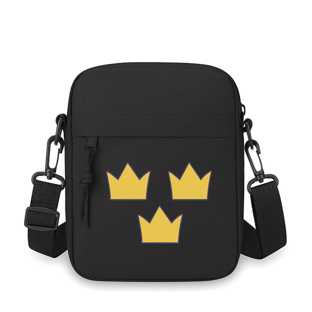 

Three golden crowns,black background Men Crossbody Bag Single Shoulder Women Cartoon Anime Film Printing Design Unisex