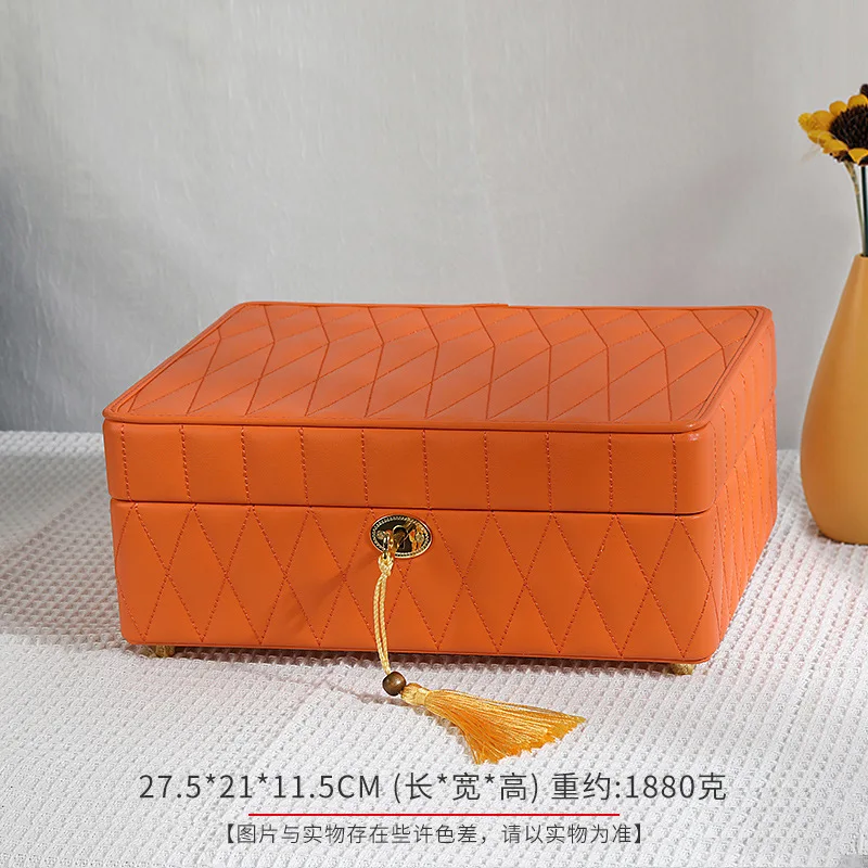 

Counter Double Jewelry Display Box Home with Lock Earrings Ring Necklace Storage Box