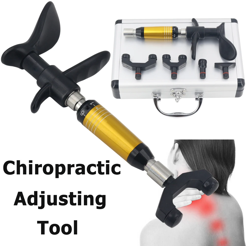 

Portable Chiropractic Adjusting Tool Body Physiotherapy Massager 4 Heads 6 Levels Corrector Back Massage Manual Gun Set Hot Sale