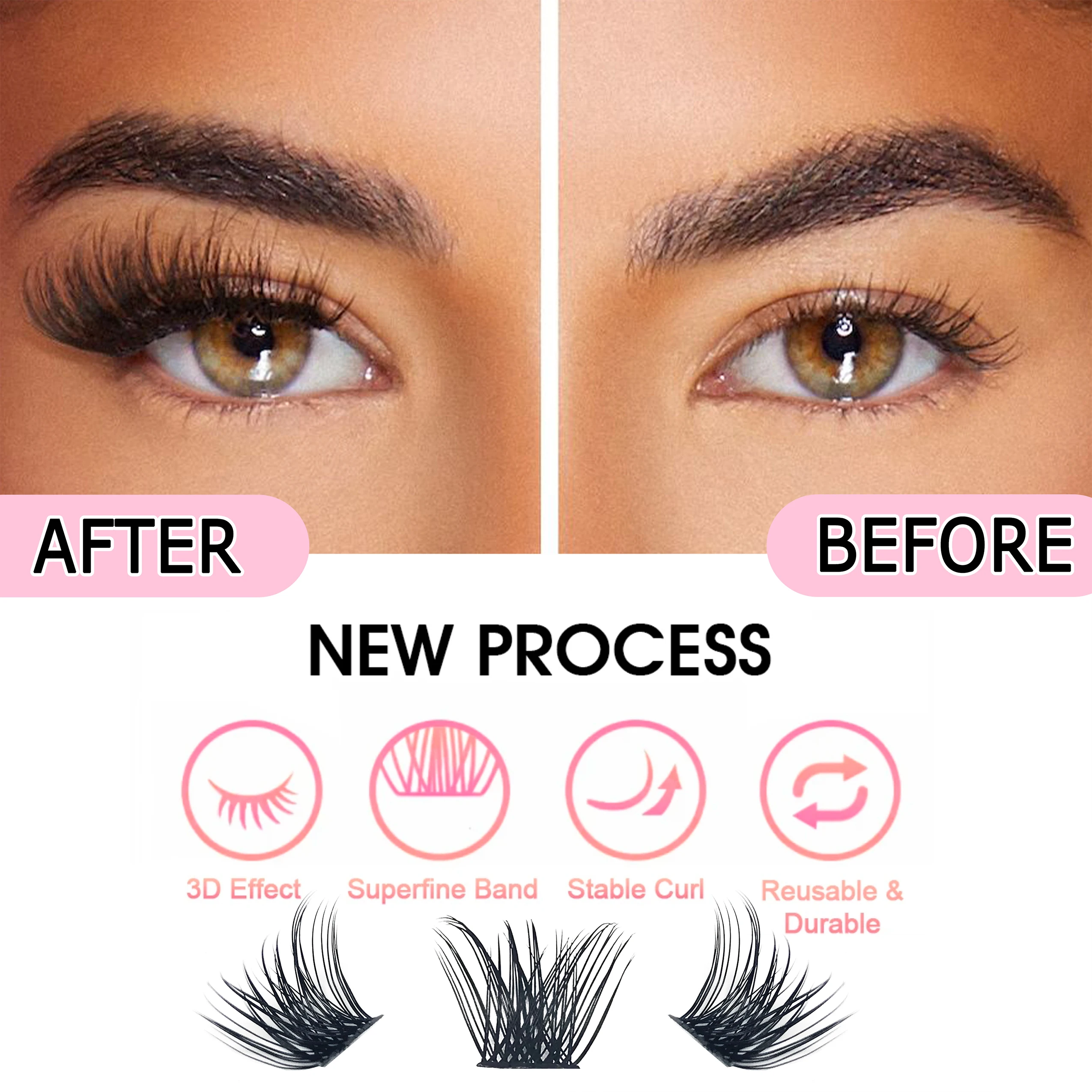 CoMango 144 Stück Wimperncluster C/D Curl 10/12/14/16/18 mm DIY Wimpernverlängerung Einzelwimperncluster DIY zu Hause – Detail 8