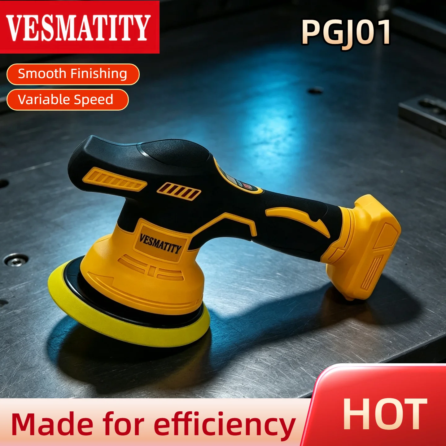 VESMATITY 8 Gears Digital Display Cordless Car Polisher Electric Polisher Auto Car Waxing Polishing Machine for DeWALT Tool